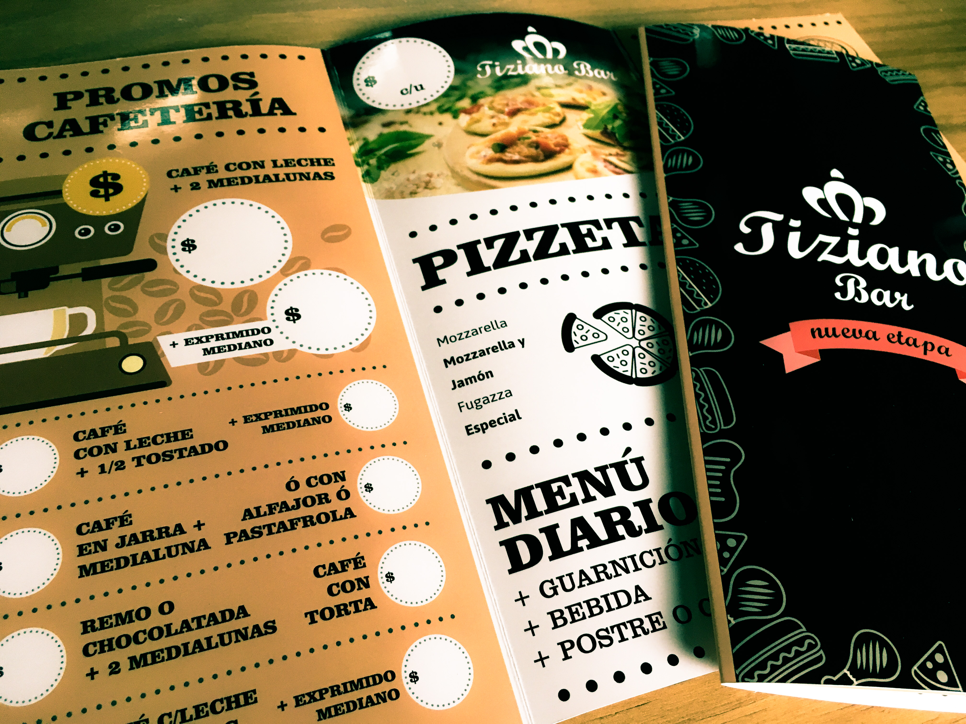 MENÃš Y FOLLETERÃA PARA TIZIANO BAR
